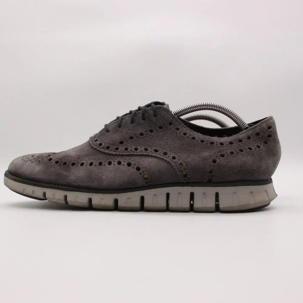 Cole Haan Zerogrand Wingtip Oxfords Men's 11 M Gray Suede Casual Shoes C20131